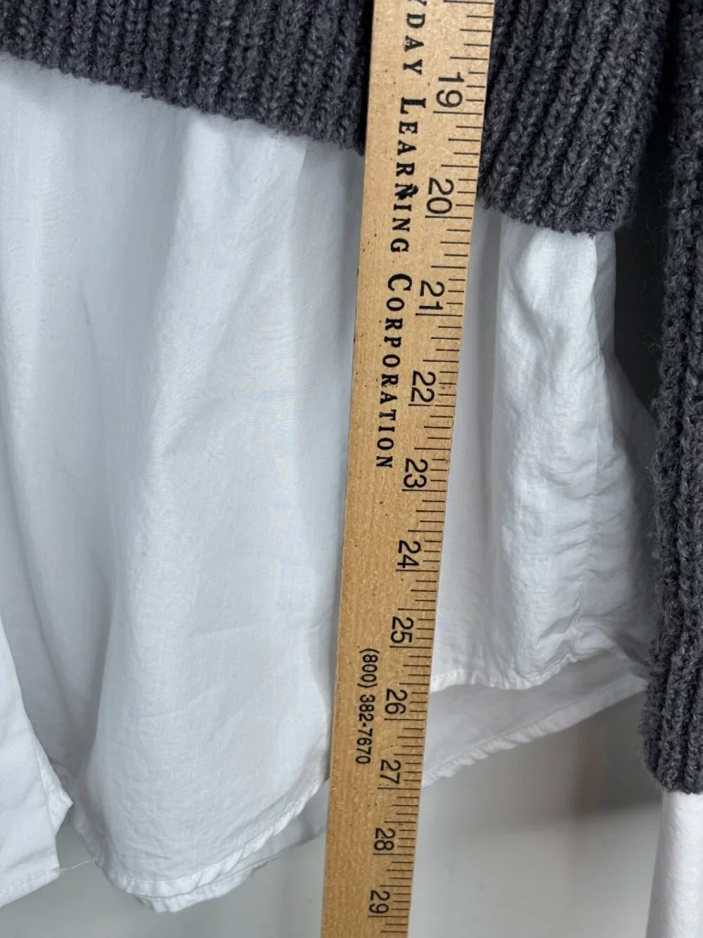 By Anthropologie Cropped Twofer Cardigan M Gray Shirt Hem Academia Preppy Oxford